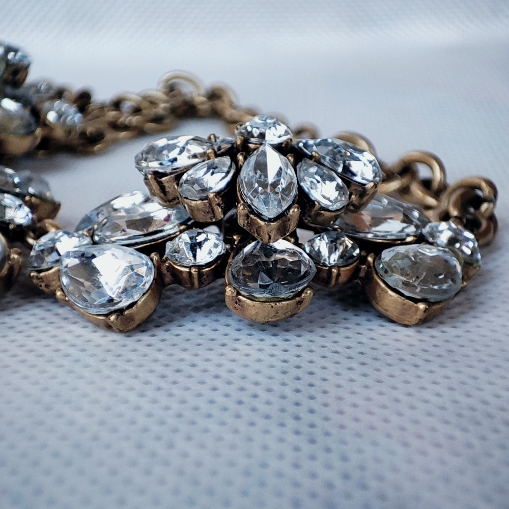 J. Crew Formal Clear Rhinestone Statement Necklace With Dust Bag Formal Bridal - Picture 13 of 16